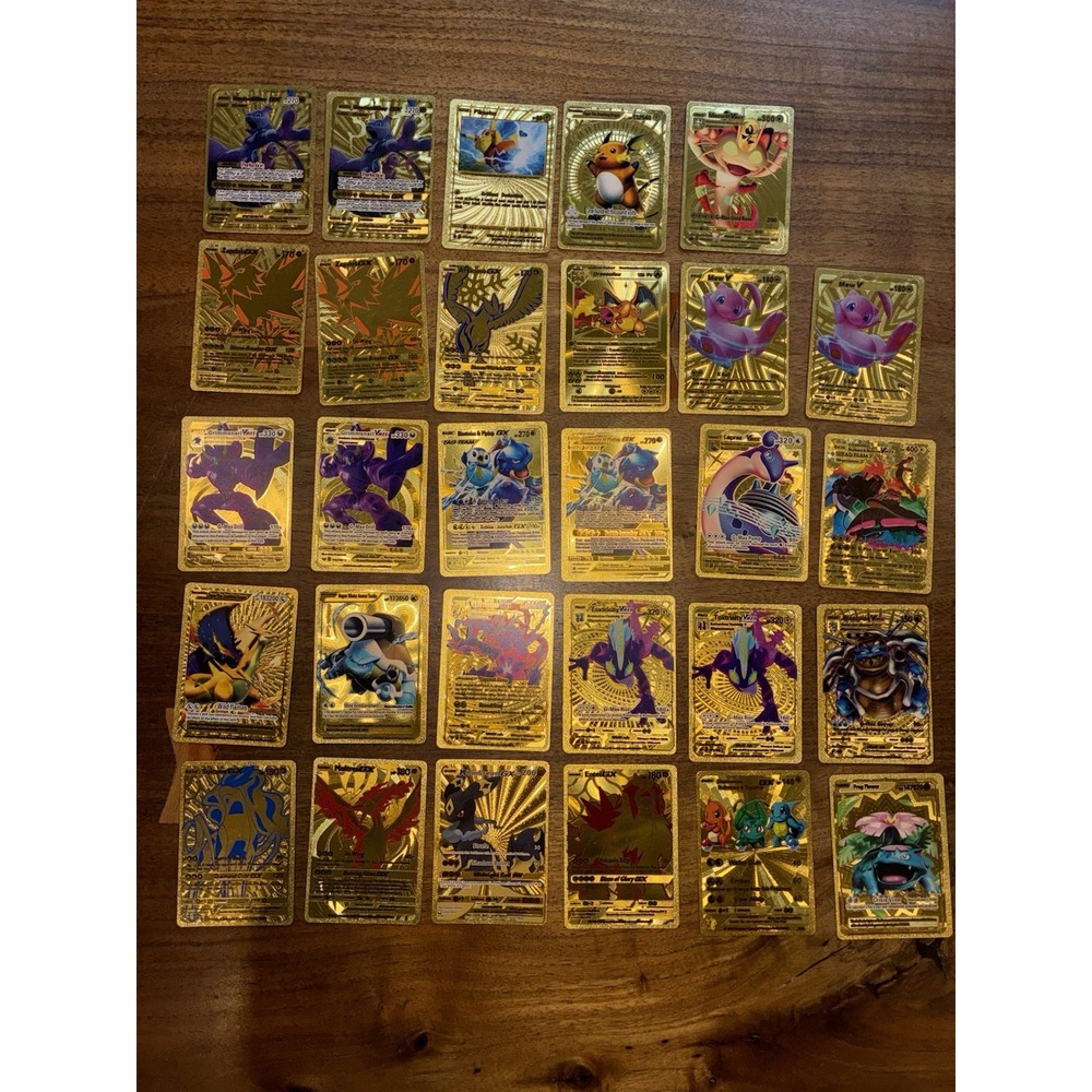 Pokemon Gold Foil Fan Art CHARIZARD PIKACHU Lot (29) Cards Gamefreak GX V VMAX